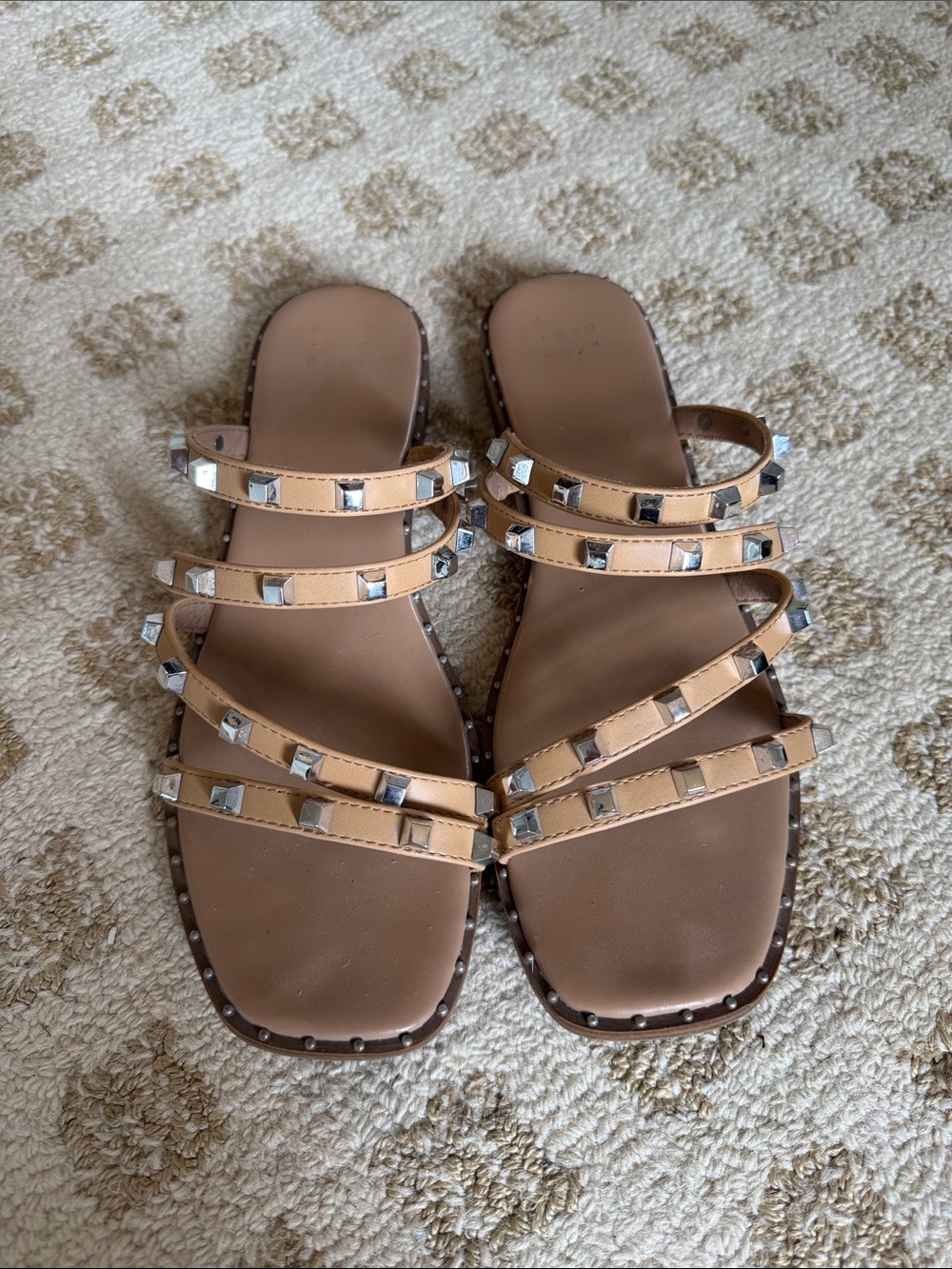 Studded Strappy Flat Target Sandals - Tan